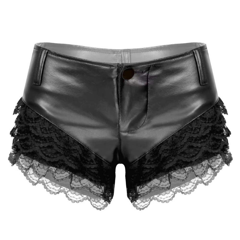 AKIRA leather and lace boy shorts sz Large NEW